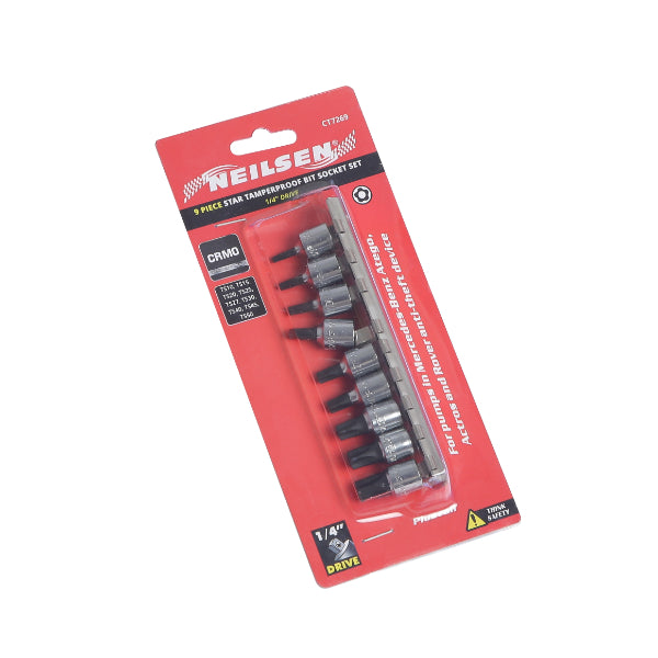 CT7269 - 9pc 1/4"Dr Star Tamper-Proof Bit Socket Set