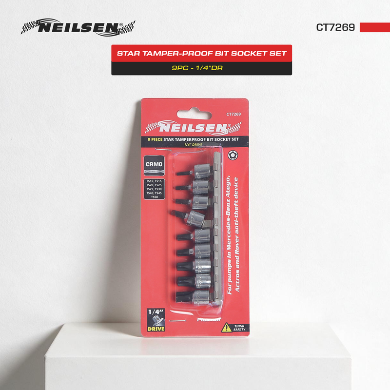 CT7269 - 9pc 1/4"Dr Star Tamper-Proof Bit Socket Set