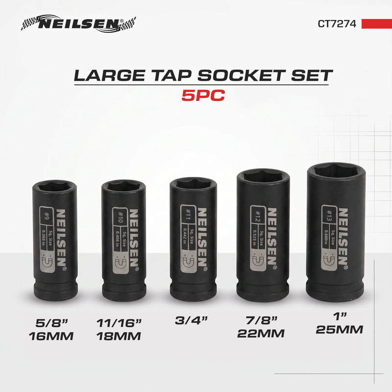 CT7274 - 5pcs Large Tap Socket Set