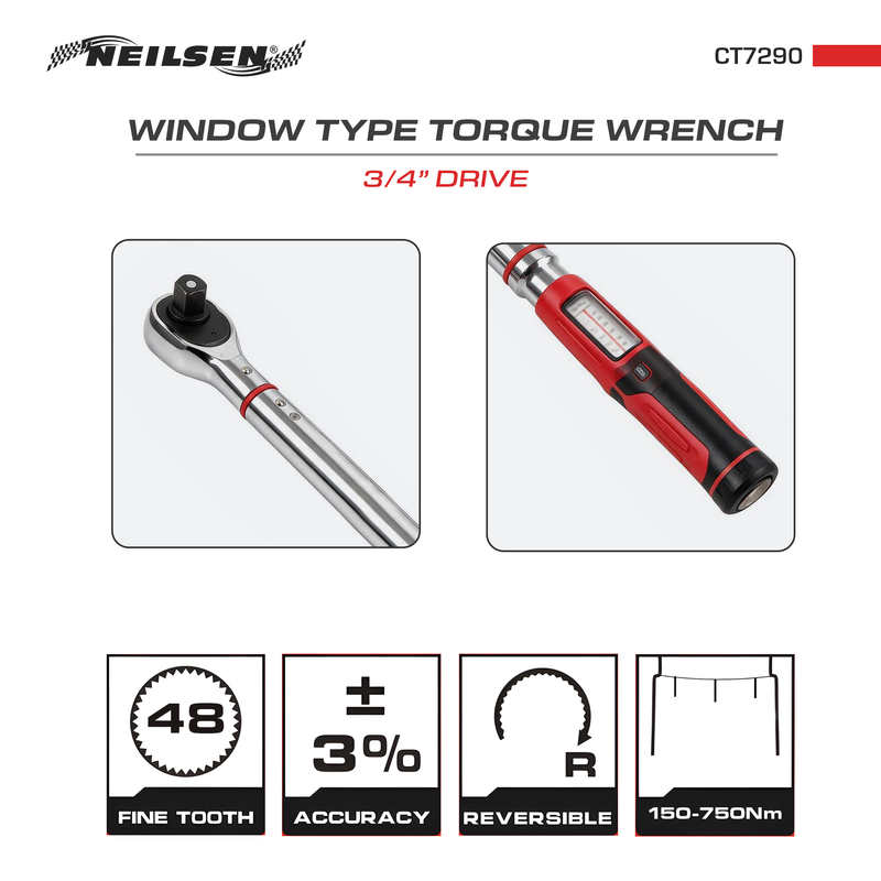 CT7290 - Torque Wrench 3/4"Dr Window Type 150-750N.M