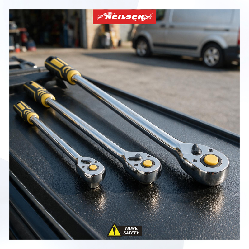 CT7295 - 3pcs Extra Long Ratchet Set 1/2", 3/8", 1/4"DRIVE, 90T