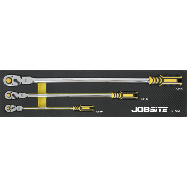 CT7296 - 3pcs Extra Long Flexible Ratchet Set  1/2", 3/8",1/4"DRIVE, 90T