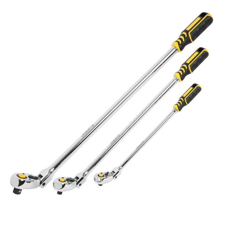 CT7296 - 3pcs Extra Long Flexible Ratchet Set  1/2", 3/8",1/4"DRIVE, 90T