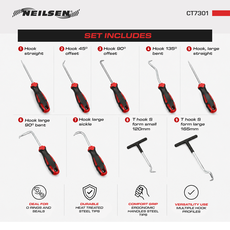 CT7301 - 9pcs Master Hook Tool Set