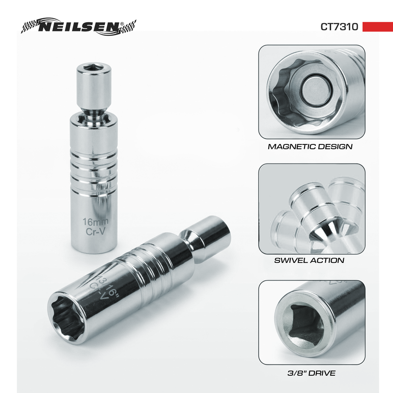 CT7310 - 7pc 3/8" Magnetic Swivel Spark Plug Socket
