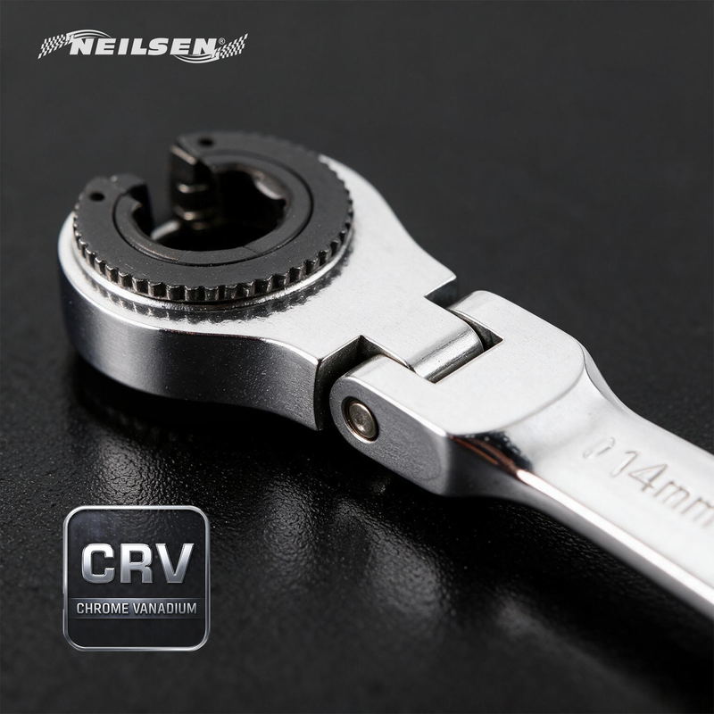 CT7313 - 7 IN 1 Ratcheting Flexi Head Open End Flare Nut Wrench With Interchangeable Insert