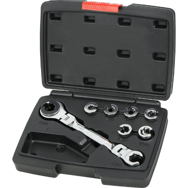 CT7313 - 7 IN 1 Ratcheting Flexi Head Open End Flare Nut Wrench With Interchangeable Insert