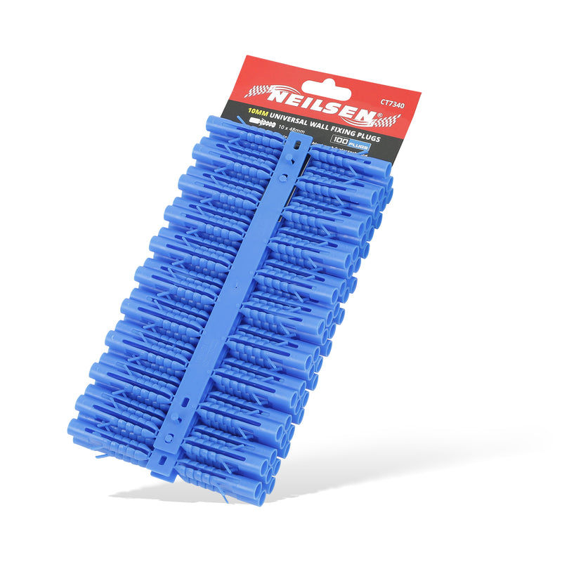 CT7340 - Universal Wall Fixings Anchors Blue 10mm 100 Plugs