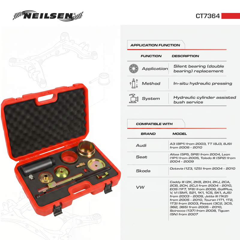 CT7364 - Hydraulic Front Engine Subframe Bush Tool - VAG