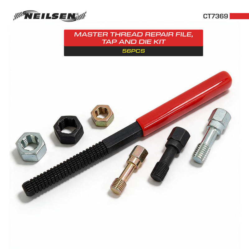 CT7369 - 56pcs Master Thread Repair File, Tap and Die Kit