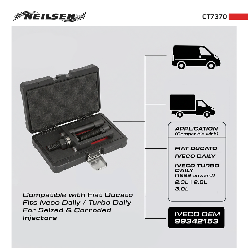CT7370 - Diesel Injector Removal Tool Kit Fiat Ducato - Iveco Daily 2.3 / 2.8 / 3.0
