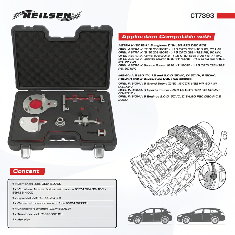 CT7393 - Engine Timing Tool For Opel Astra Insignia B 1.5 CRDI 1.5 CDTI 2.0 CDTI