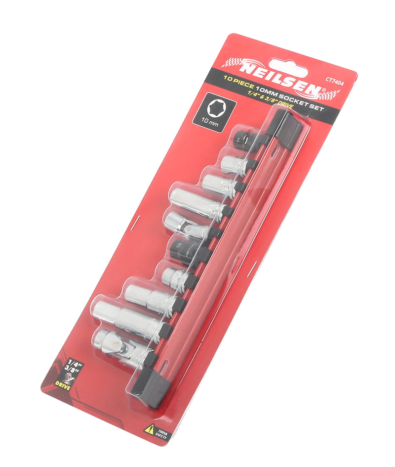 CT7404 - 10pc 10mm Socket Set  1/4" & 3/8" Drive 6 Point