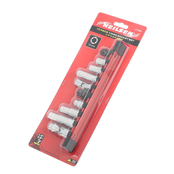 CT7404 - 10pc 10mm Socket Set  1/4" & 3/8" Drive 6 Point