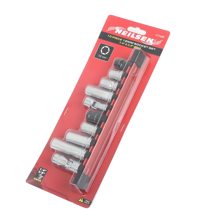CT7405 - 10pc 12mm Socket Set 1/4" & 3/8" Drive 6 Point