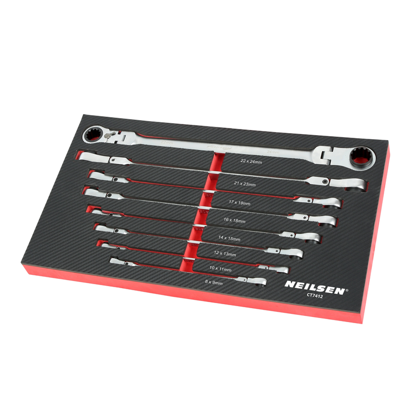 CT7412 - 8pc Multi Extended Flexi Head Ratchet Spanner Set