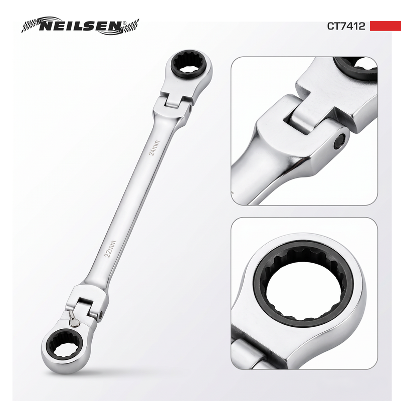 CT7412 - 8pc Multi Extended Flexi Head Ratchet Spanner Set