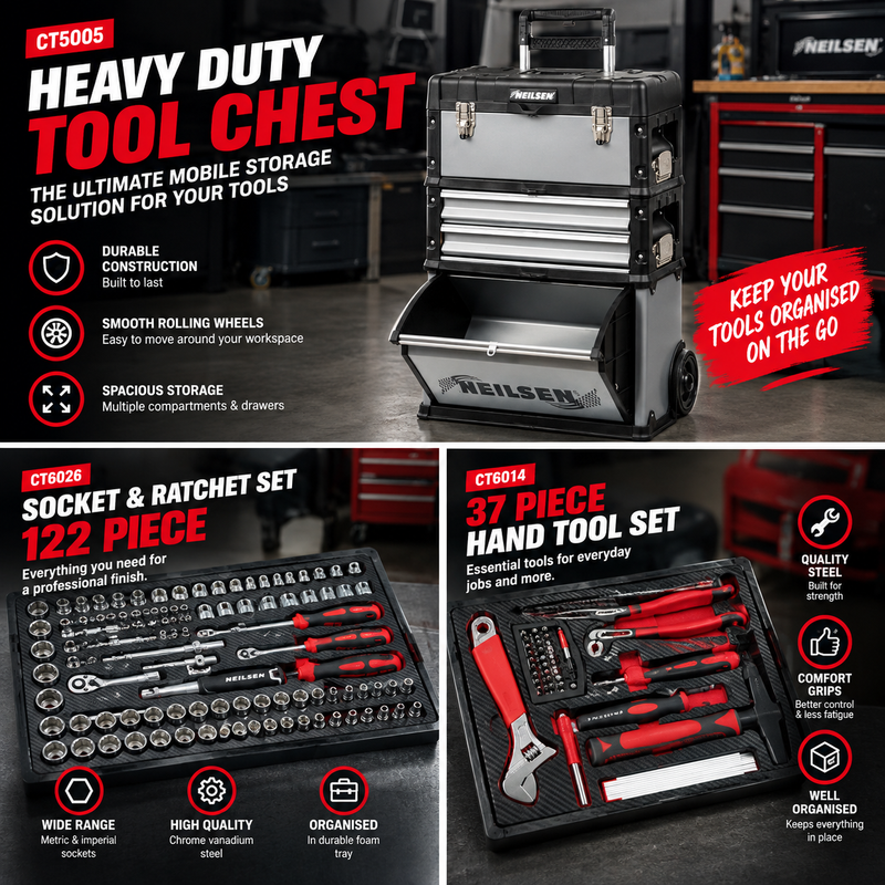 CT6924 - 3pc Stackable Rolling Workshop Toolbox With 105pc Tools