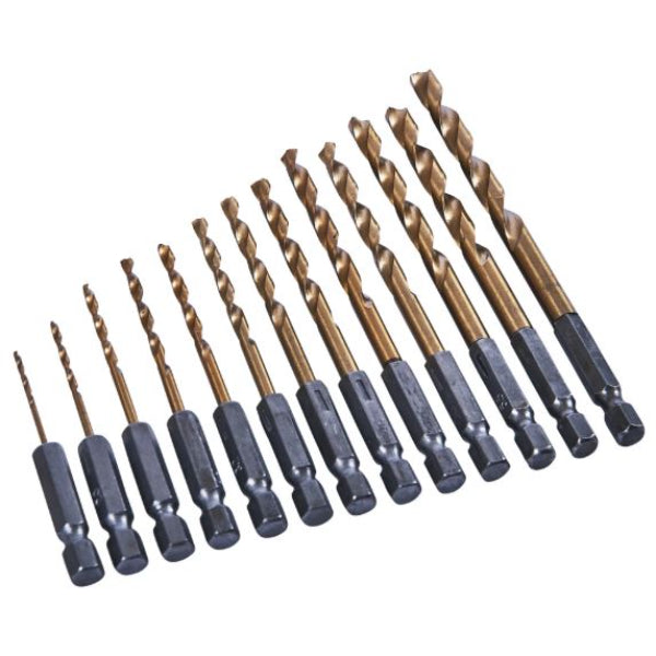 F1120 - 13pc HSS Drill Set 1/4" Titanium Coated