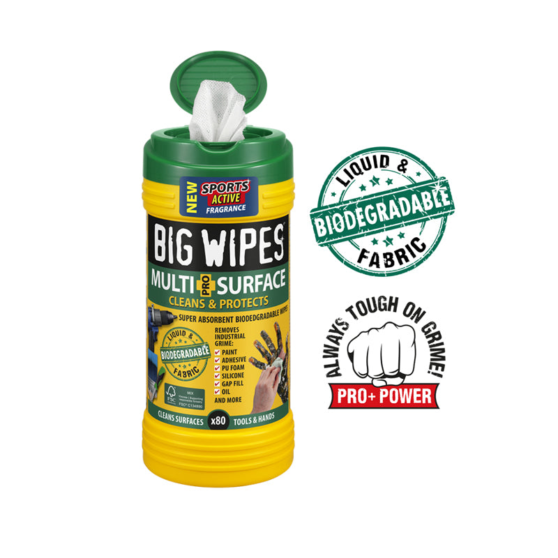 Big Wipes Multi-Surface Pro+ Bio Cleaning Wipes Tub of 80 - 2440