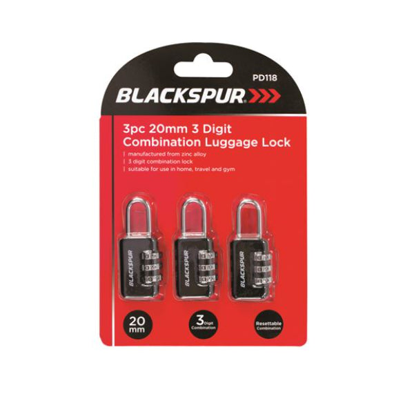 PD118 - 3pc 3 Digit Combination Luggage Lock 20mm