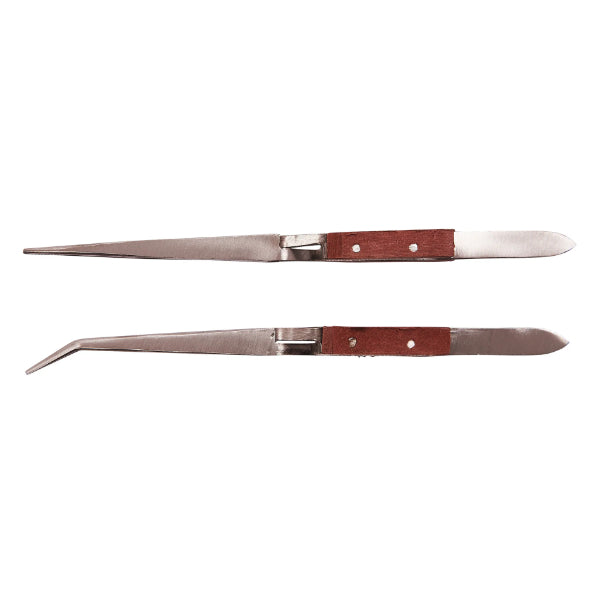 R0380 - 2pc Wooden Handle Tweezer Set