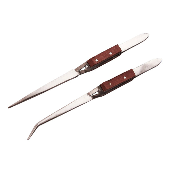 R0380 - 2pc Wooden Handle Tweezer Set
