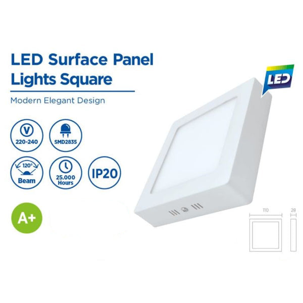 Nx18 Led Panel RLE18306 - 18W Surface LED Panel Square 1440LM — Neilsen Tools