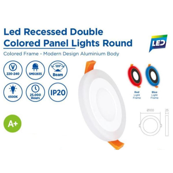 RLE18802B - Recessed Double Coloured Round 480LM Blue