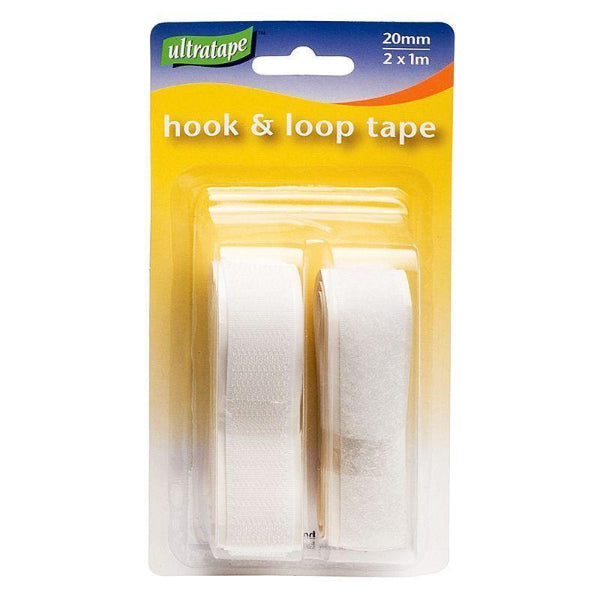 RT0170CARDWHT - White Hook & Loop Tape 2 x 1m 20mm