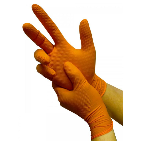 TG140-L - Tuffgrip 6.0 Mil Diamond Grip Gloves-orange Large
