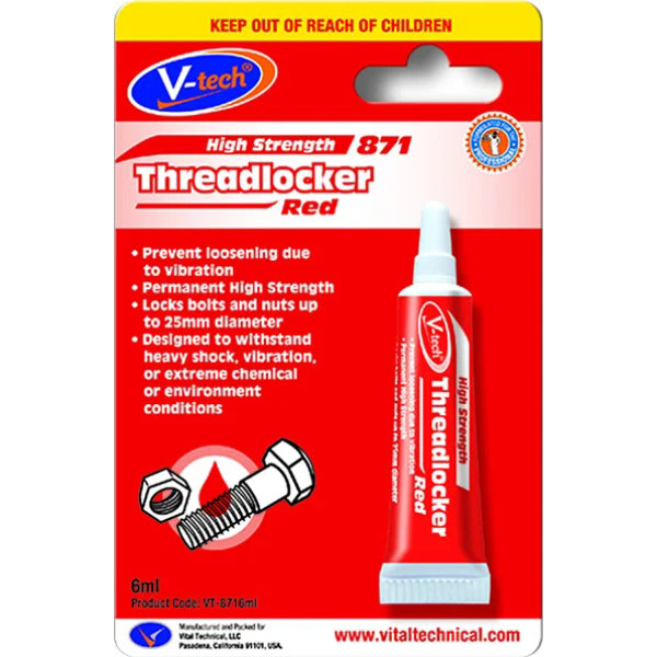 VT871 - Threadlocker Red Anaerobic Adhesive High Strength 6.0ml