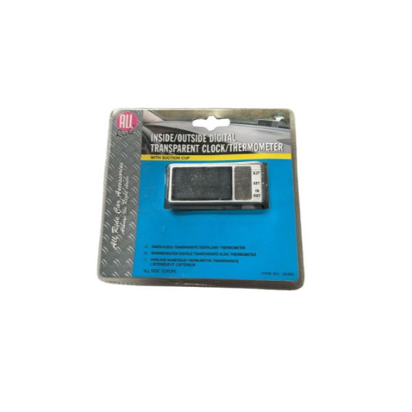 AR28385 - All Ride Clock Thermometer 'Inside-Outside' Digital Transparent