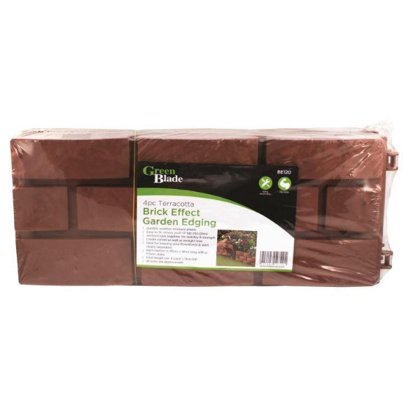 BE120 - 4pc Terracotta Brick Effect Garden Edging