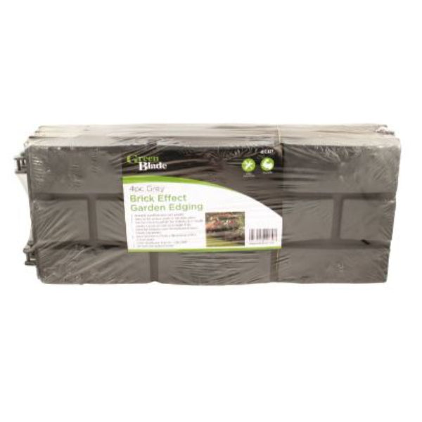 BE121 - 4pc Grey Brick Effect Garden Edging