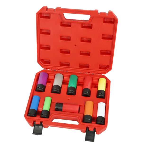 CT3669 - 10Pcs 1/2" Dr. Wheel Nut Impact Socket Set with Protective Sleeves
