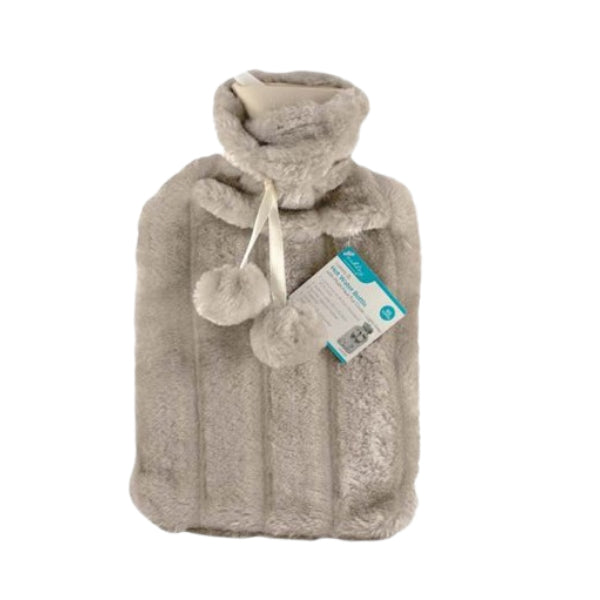 HW181 - 2L Hot Water Bottle With Plush Faux Fur Cover Grey