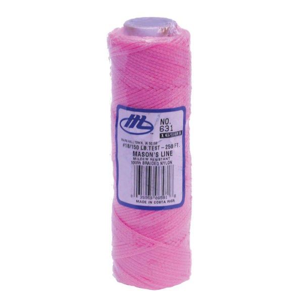M631 - Marshalltown 250' Braided Nylon Fluorescent Pink Brick Line