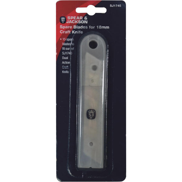 SJ1745 - Spear & Jackson Spare Blades for SJ1740  Craft Knife 18mm Blades