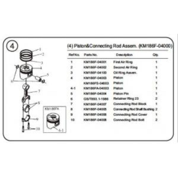 KS0005 - Piston Rings Set Of 3 KN186F-04100T