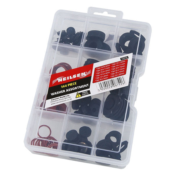 CT0742 - 144pc Rubber Washer / Fibre Gasket Set - Assorted