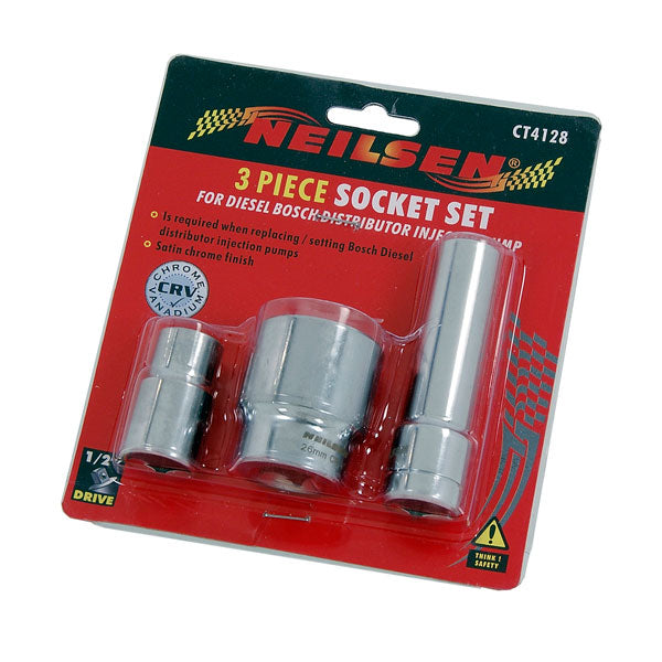 CT4128 - 3pc 1/2in Dr Socket Set for Bosch Diesel Injector Pumps